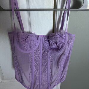 Women's Purple Lace Bustier Corset Top, Amazon, Medium